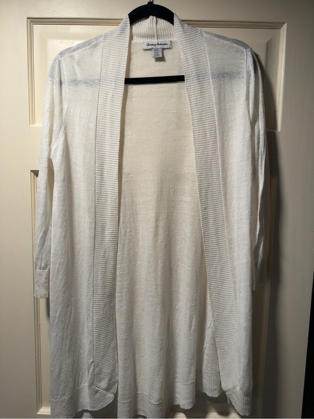 Tommy Bahama 100% Linen Open Cardigan Sweater White Small